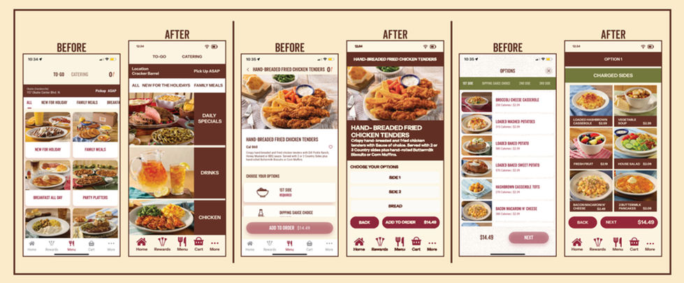 Cracker Barrel App Before and After