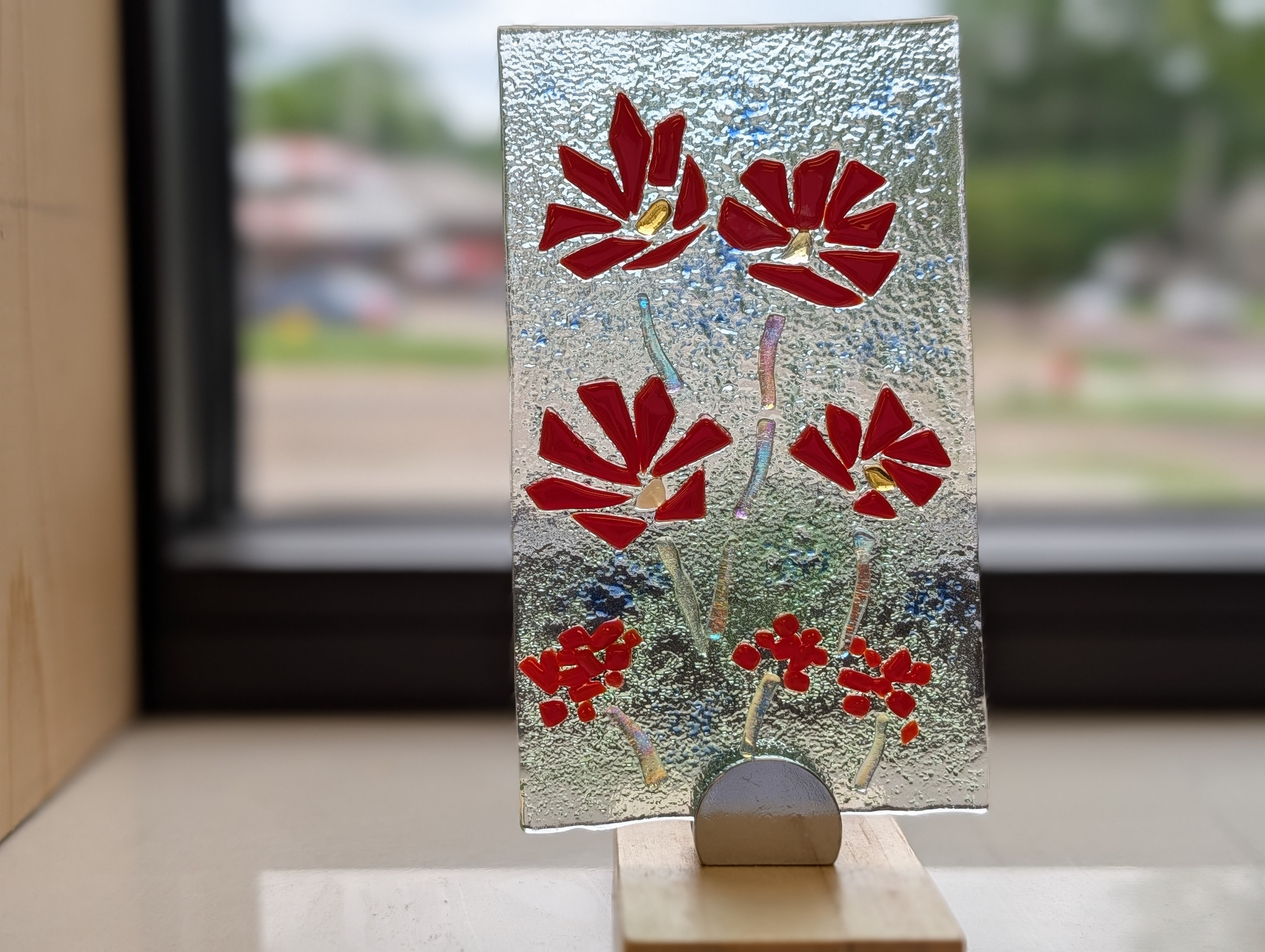 Fused Panel - Red Flowers