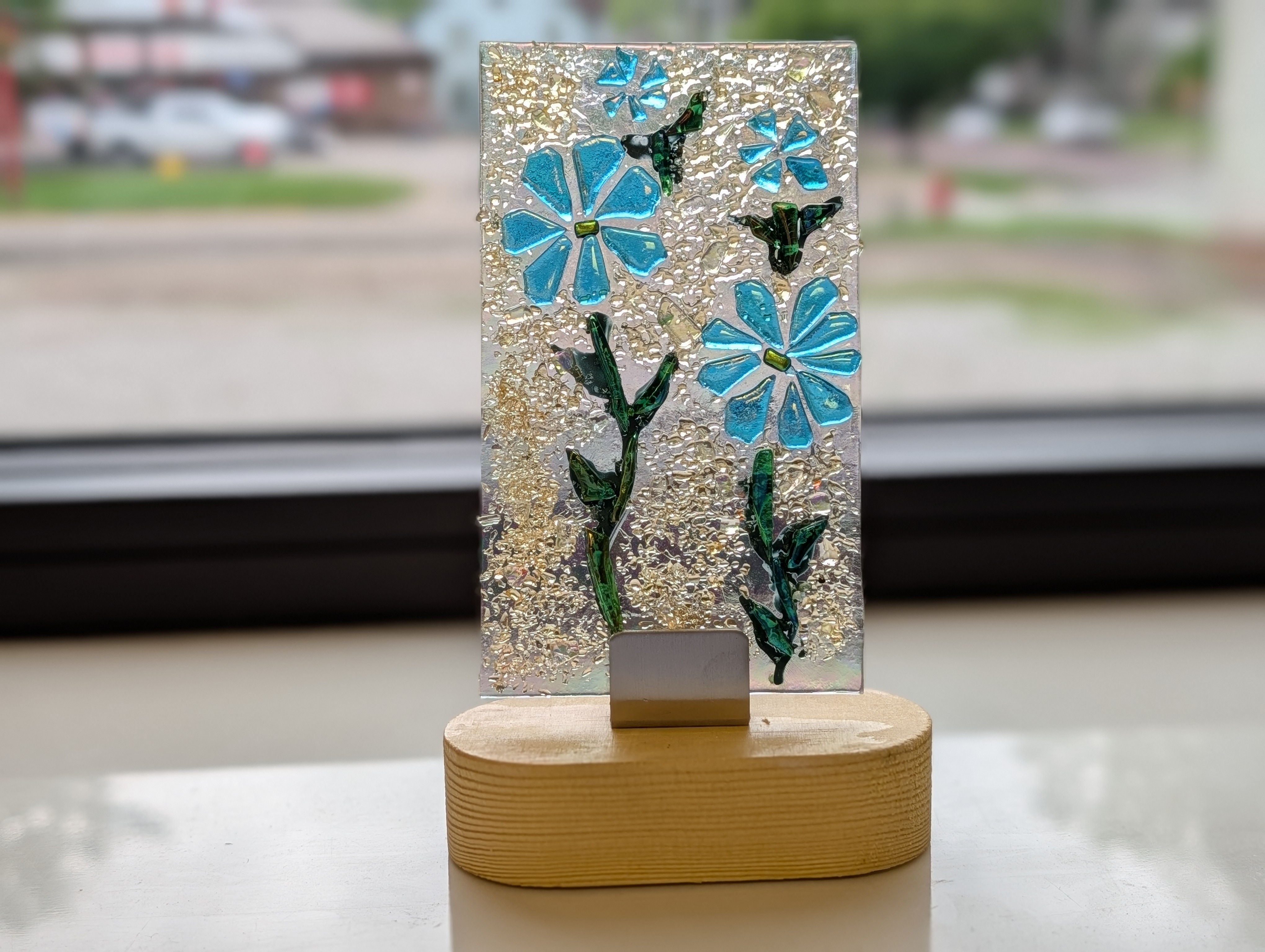 Fused Panel - Light Blue Flowers