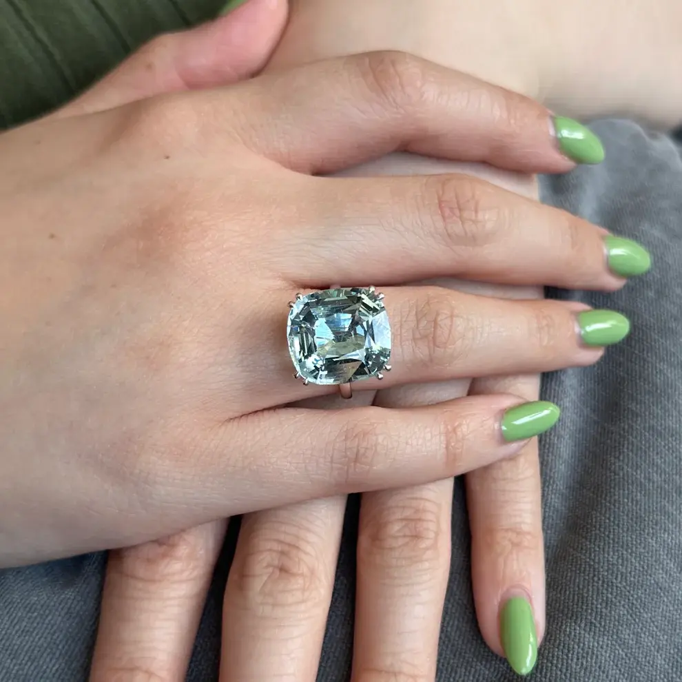Stunning 15.46ct GIA Certified Aquamarine Cocktail/Statement Ring in 18K White G