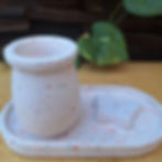 kit com vela aromatica vegetal, mini homespray , sachet, e aparador de gesso granilite pra presentear Chama Do Aroma Velas Ar