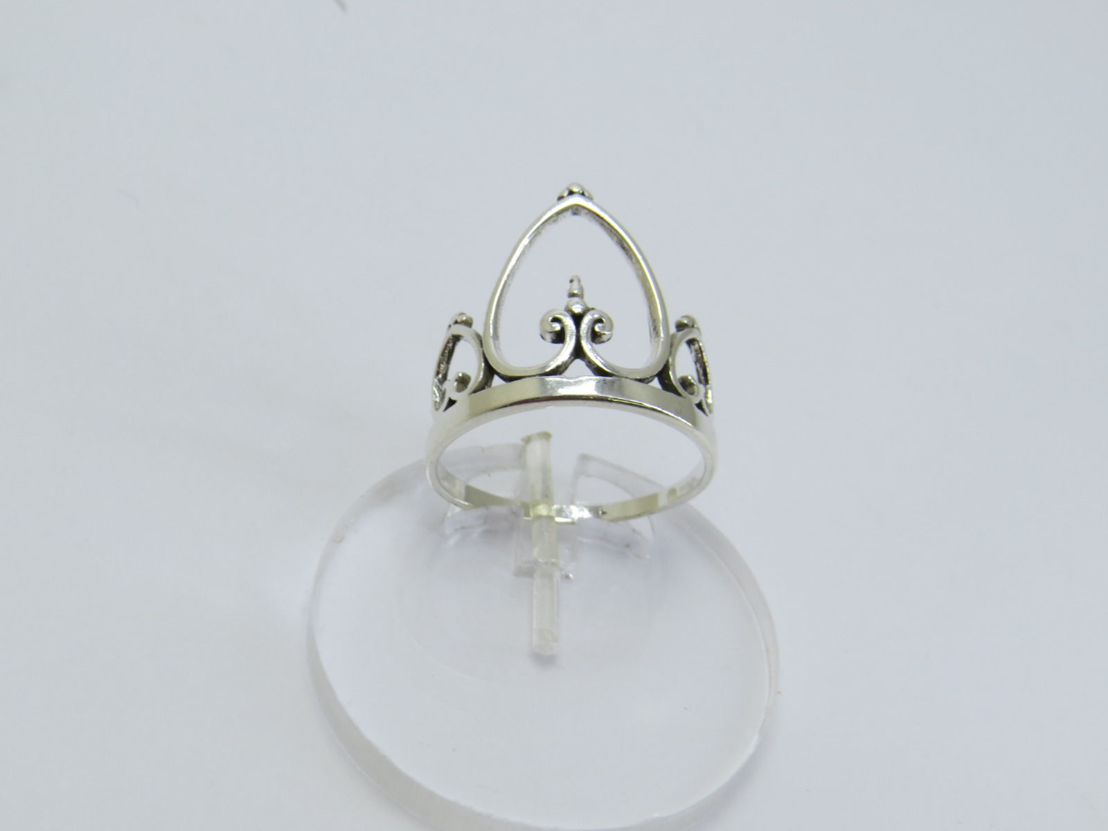 Anel  Coroa Grande.  Prata 925.