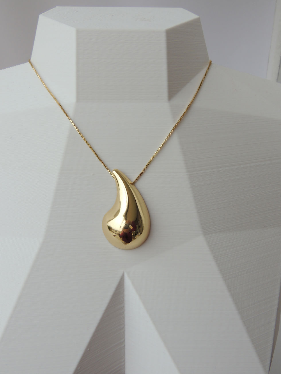 Miniatura: Gargantilha Gota grande lisa 50 cm. Folheado ouro 18k