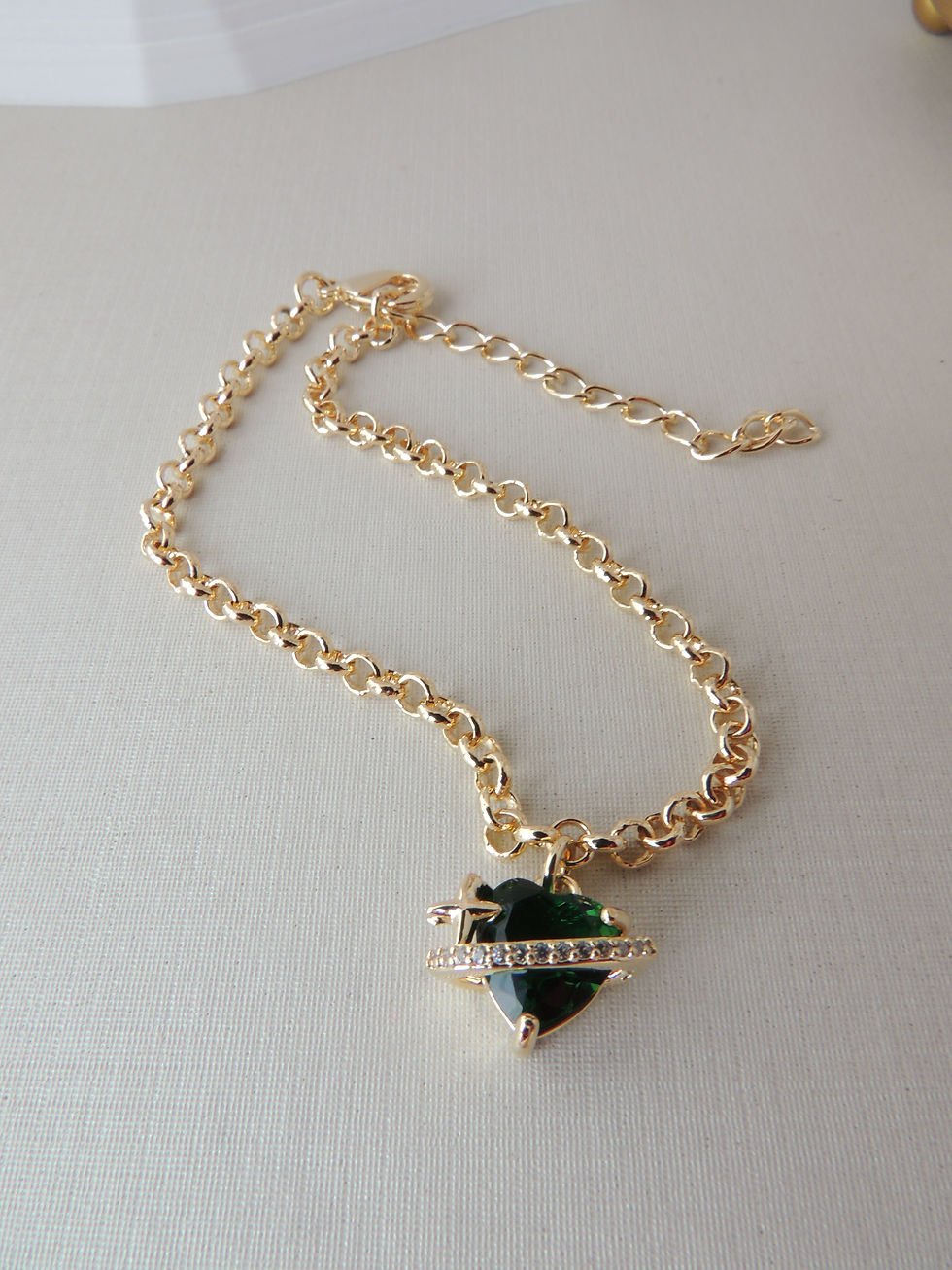 Miniatura: Pulseira com Pingente de coração. 18cm + extensor.  Folheado a ouro 18K