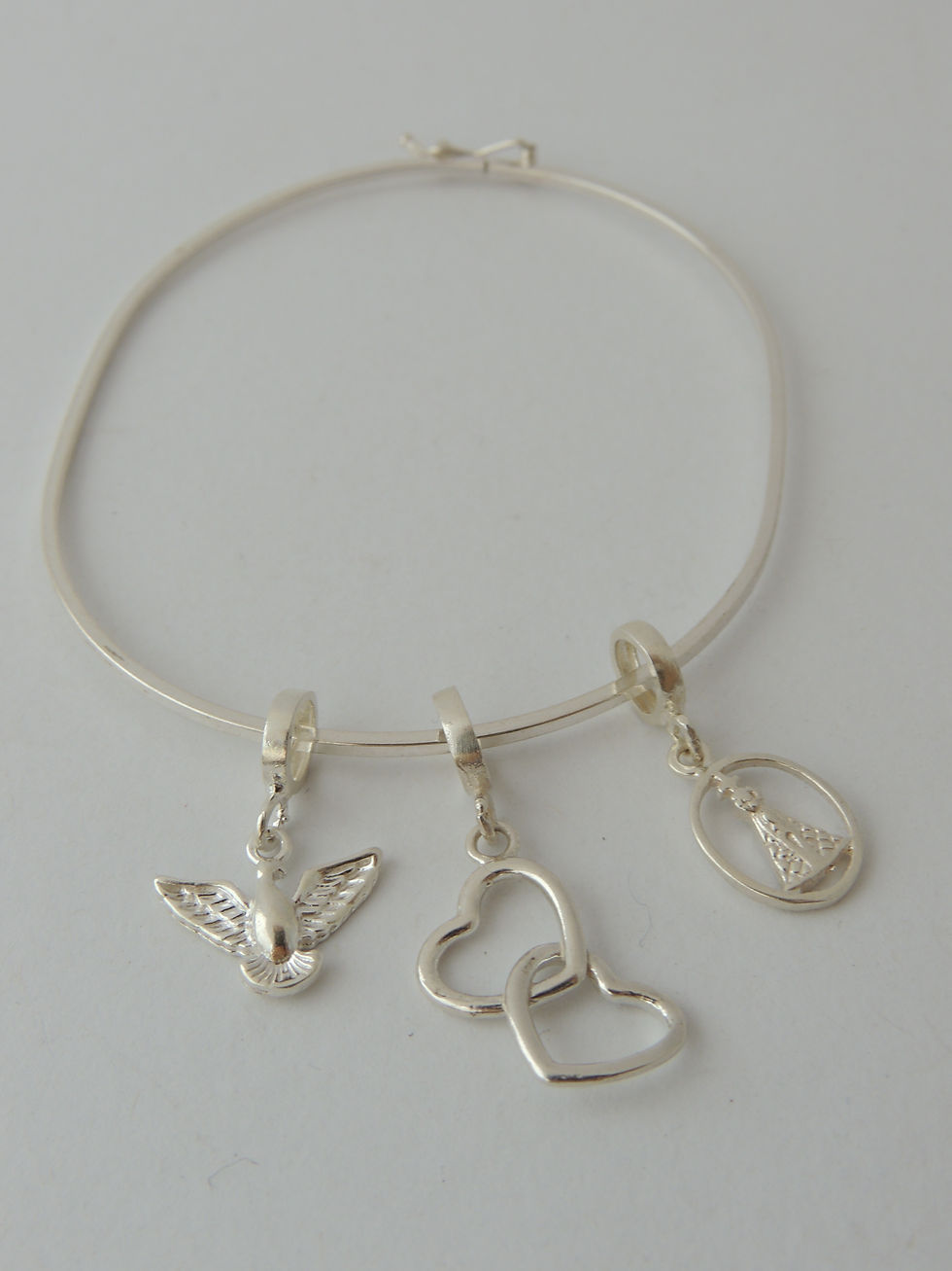 Miniatura: Bracelete Prata 925 Liso fino com fecho.  6,5cm.  Prata 925