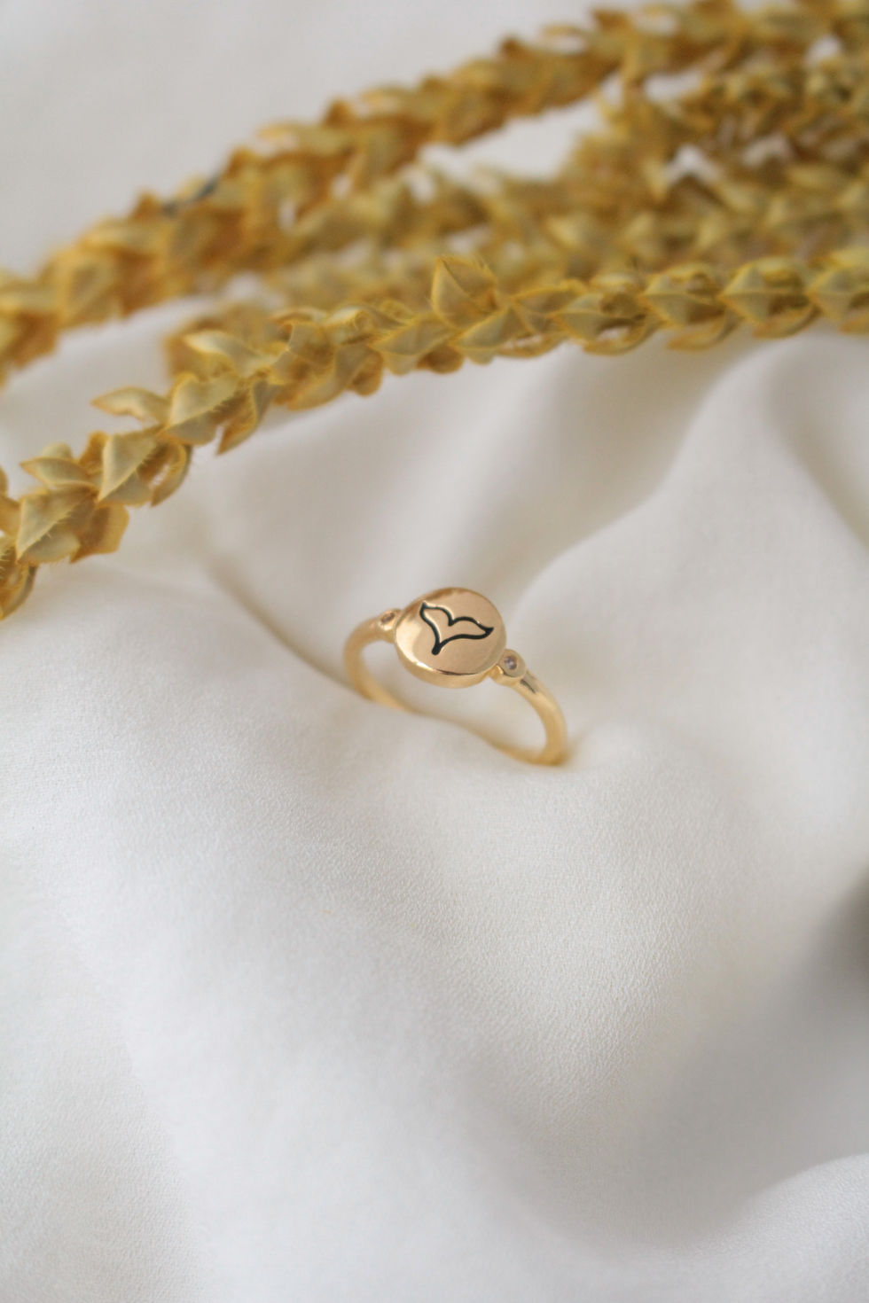 Miniatura: Anel delicado rabo de baleia redondo. Folheado ouro 18k