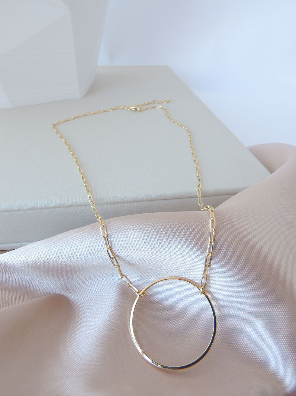 Miniatura: Gargantilha argola 40 cm + extensor. Folheado ouro 18k
