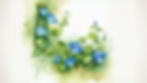 Watercolor style of dark green ivy wall with blue morning glory flowers intertwined within