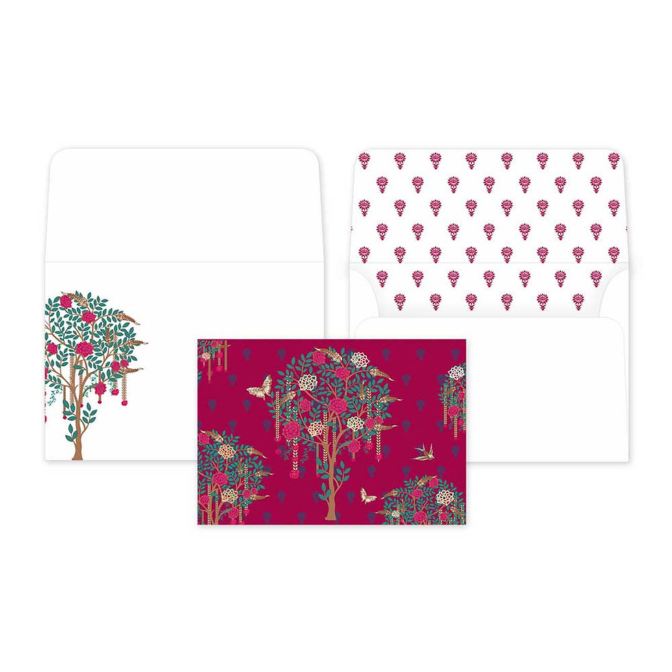 Thumbnail: Bageecha Pink Fold Cards With Envelopes (Set of 20)