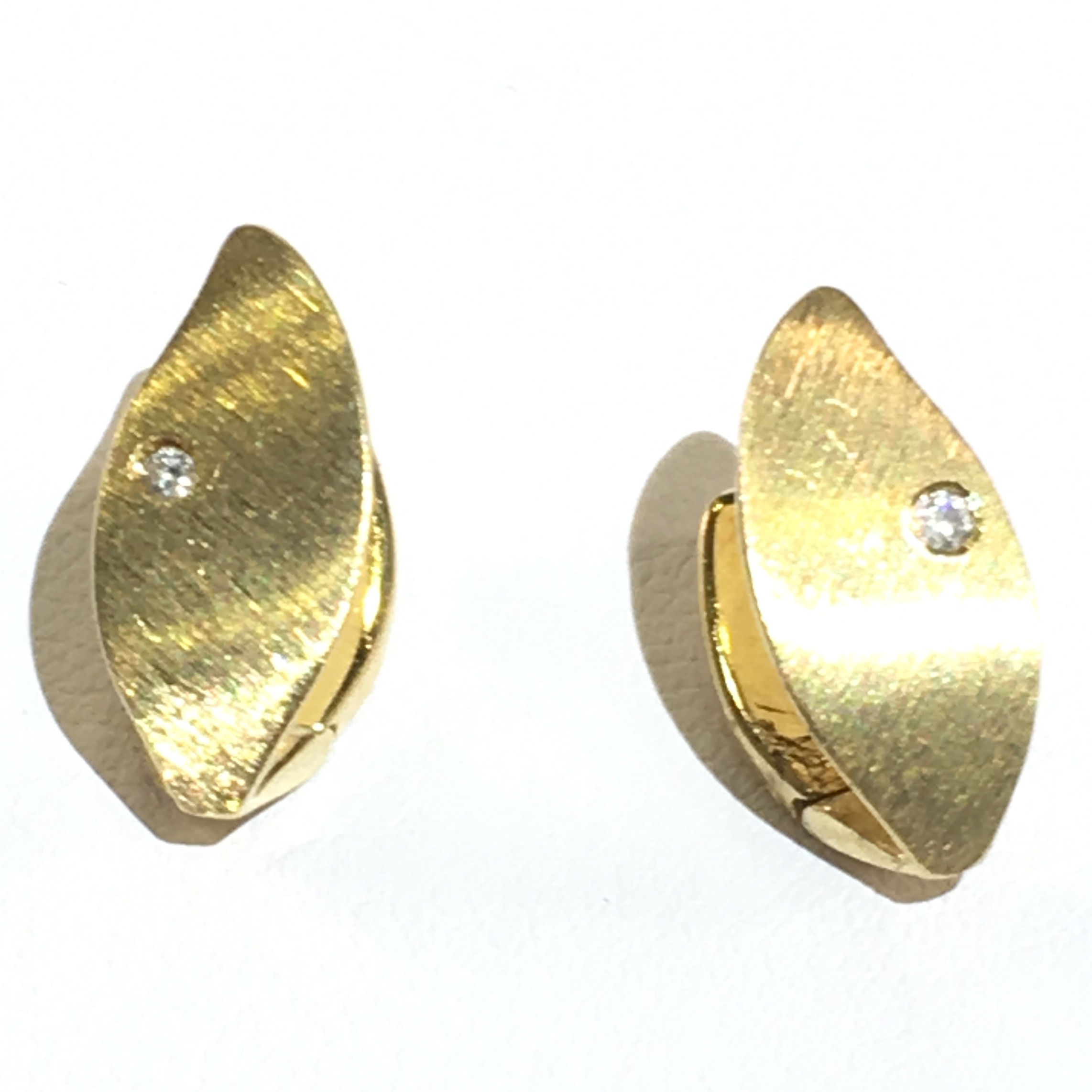Gold Leaf and Diamond Earrings