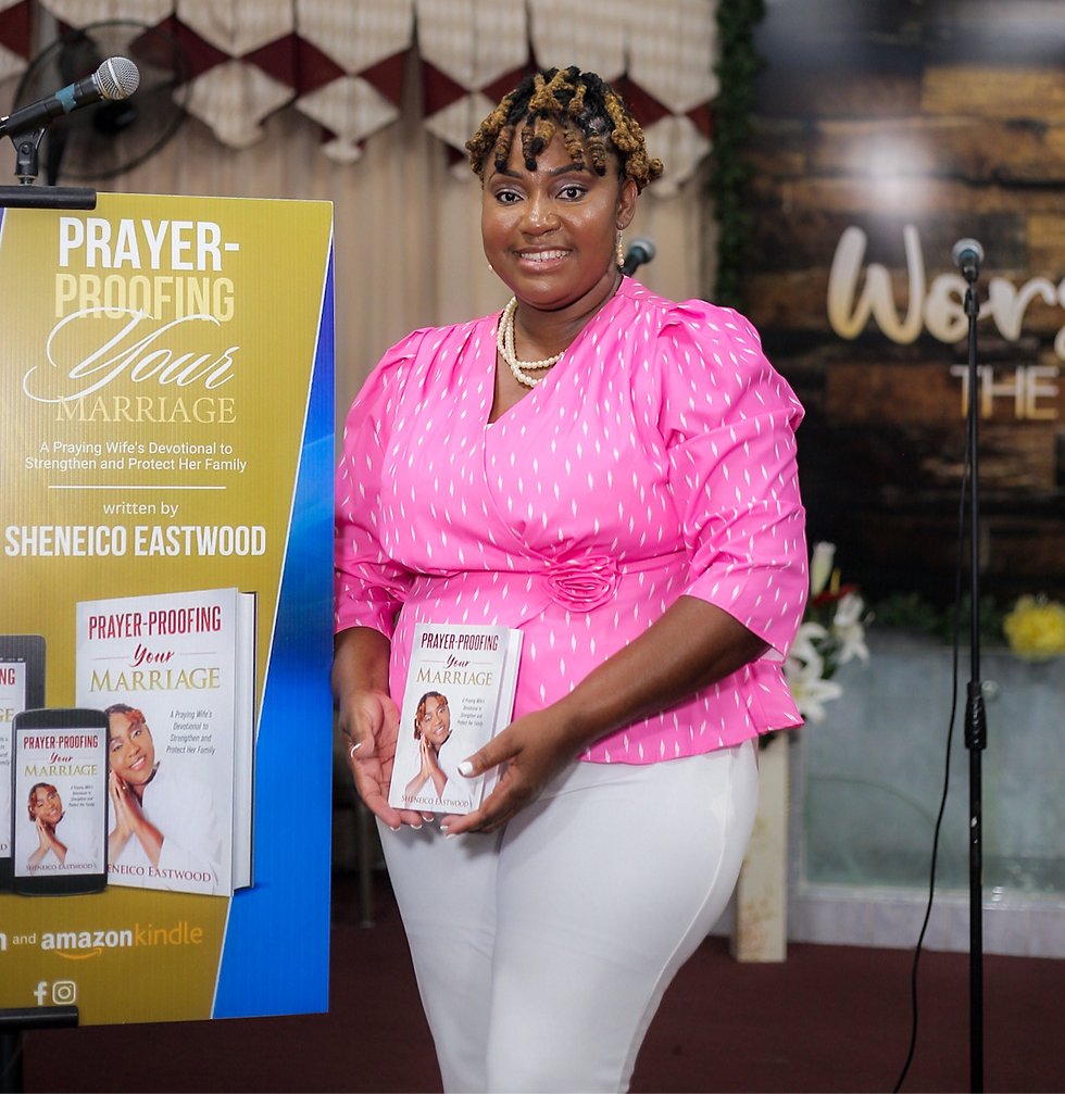 Sheneico Eastwood at the official launch of her book Prayer Proofing Your Marriage in Portmore, Jamaica