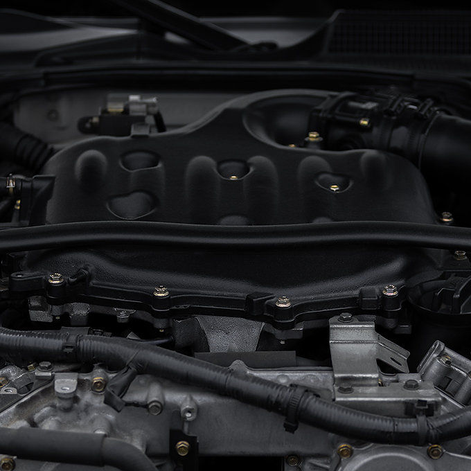 Thumbnail: Pulverbeschichtete Aluminium Ansaugbrücke für den Nissan 350Z in schwarz.