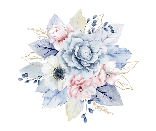 watercolor-floral-illustration-dusty-blue-pink-flowers-branches-bouquet-hand-drawn-illustr