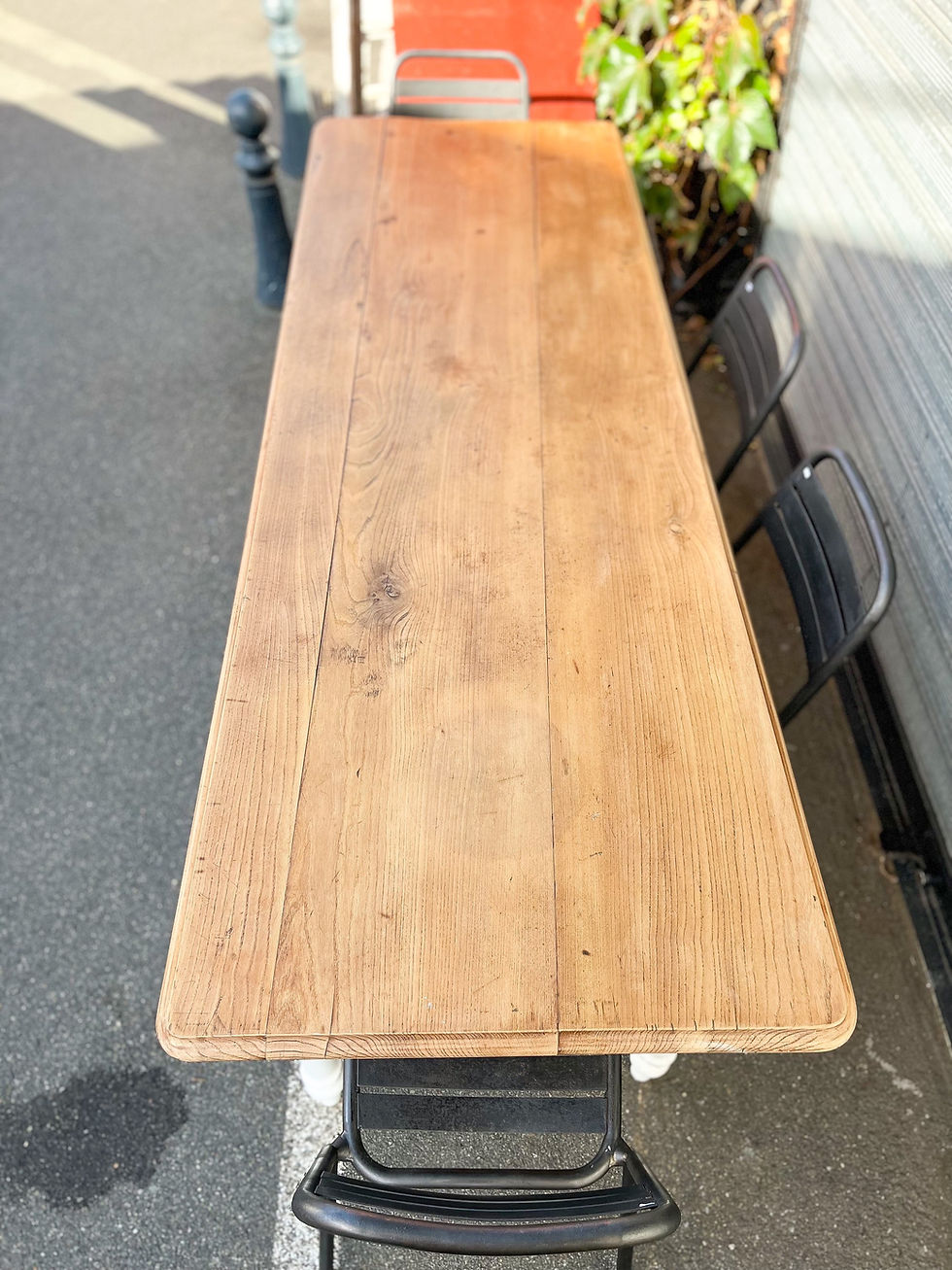 Miniature : Ancienne table de bistrot patine blanche