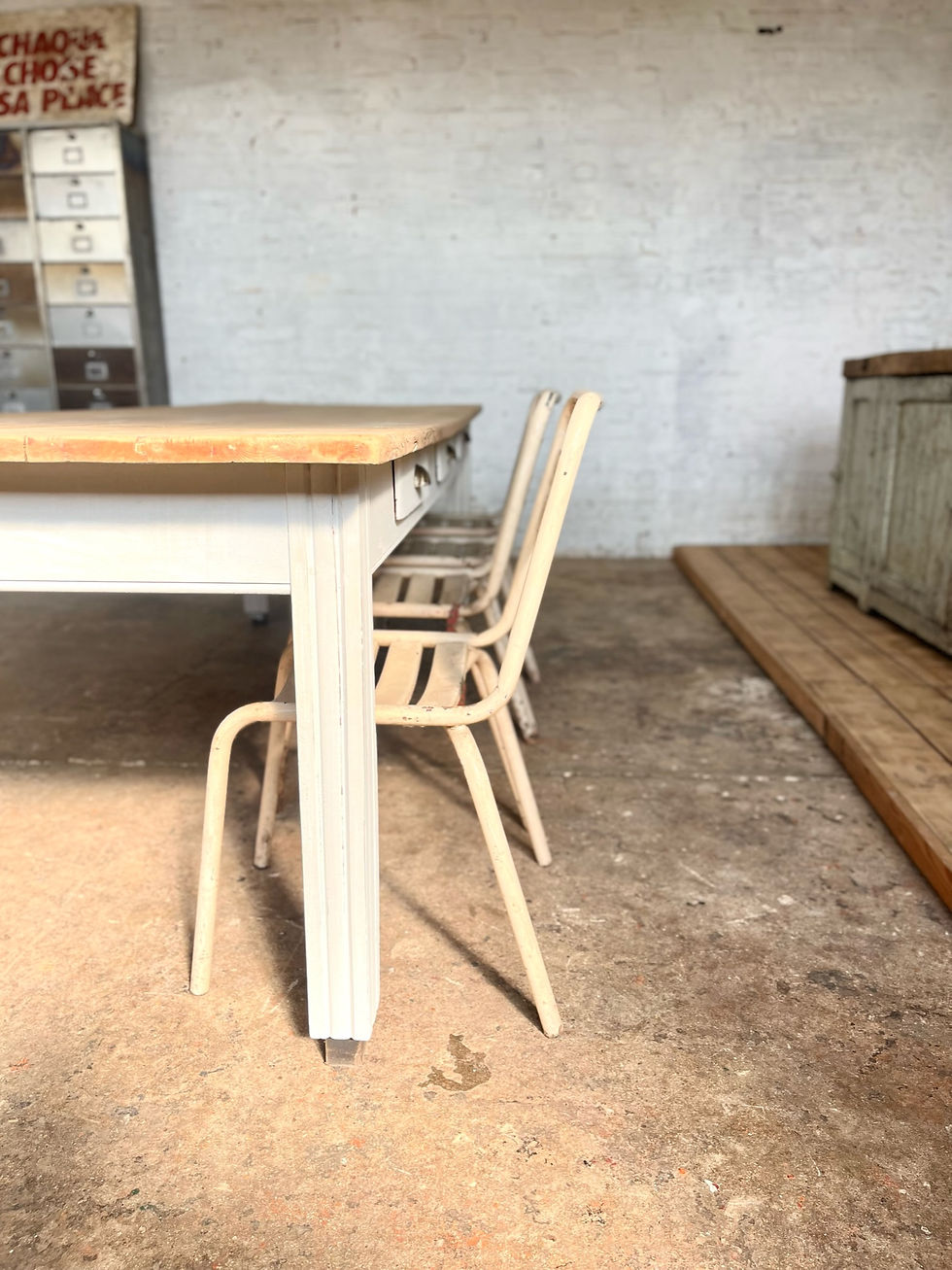 Miniature : Ancienne table de ferme 6 tiroirs  