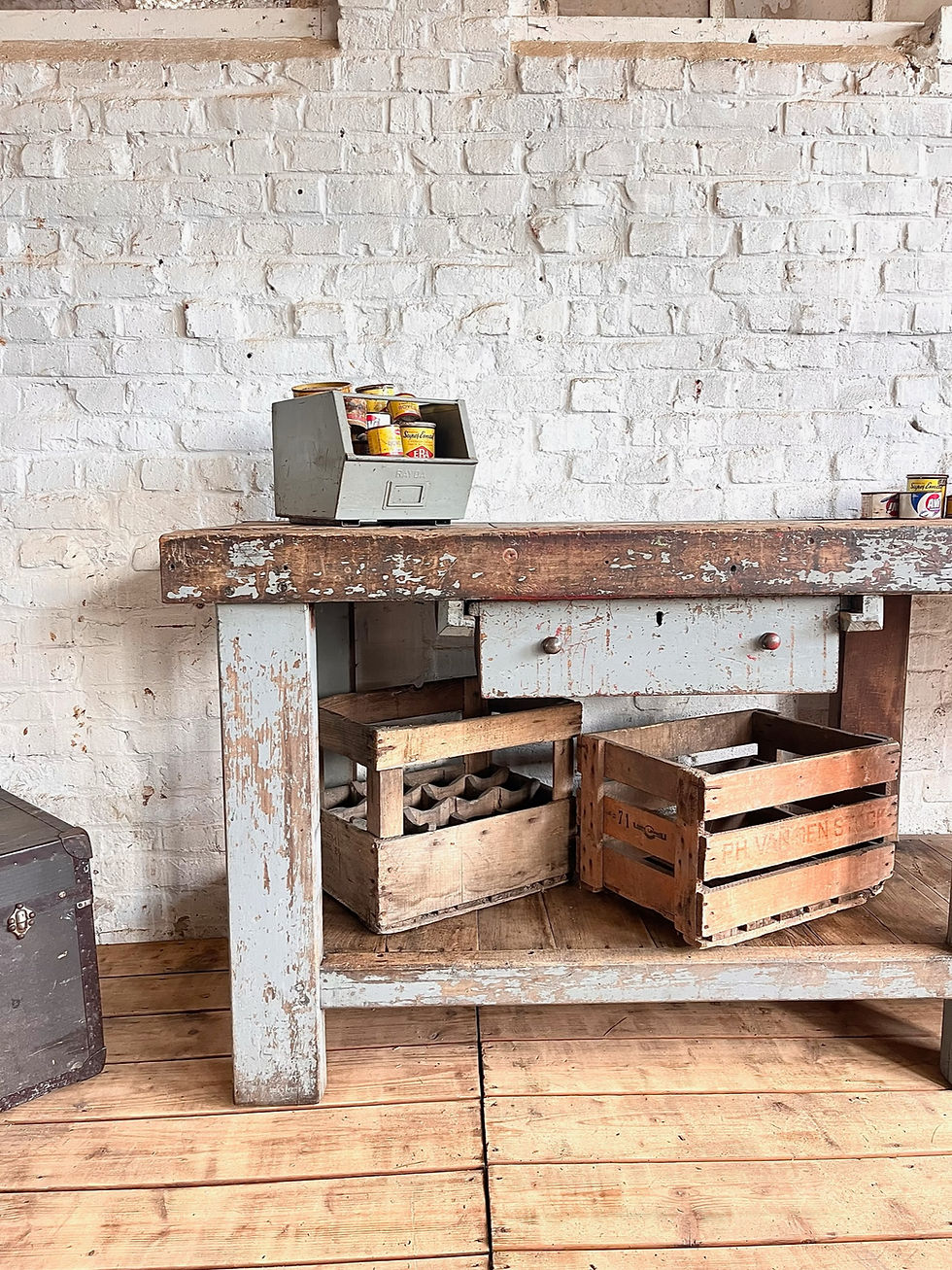 Miniature : Ancien établi d’atelier patine d’origine 