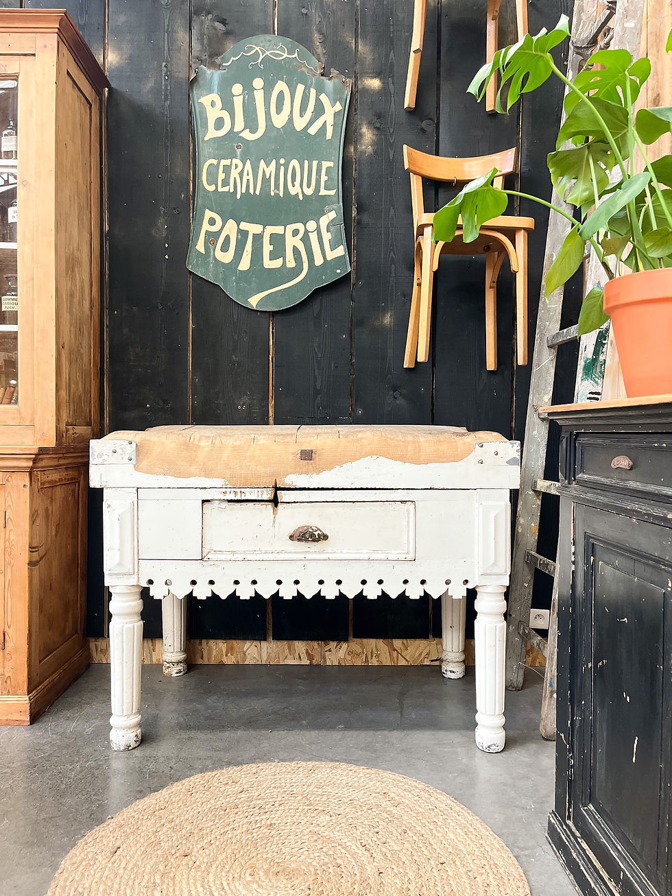 Ancien billot de boucher patine d’origine