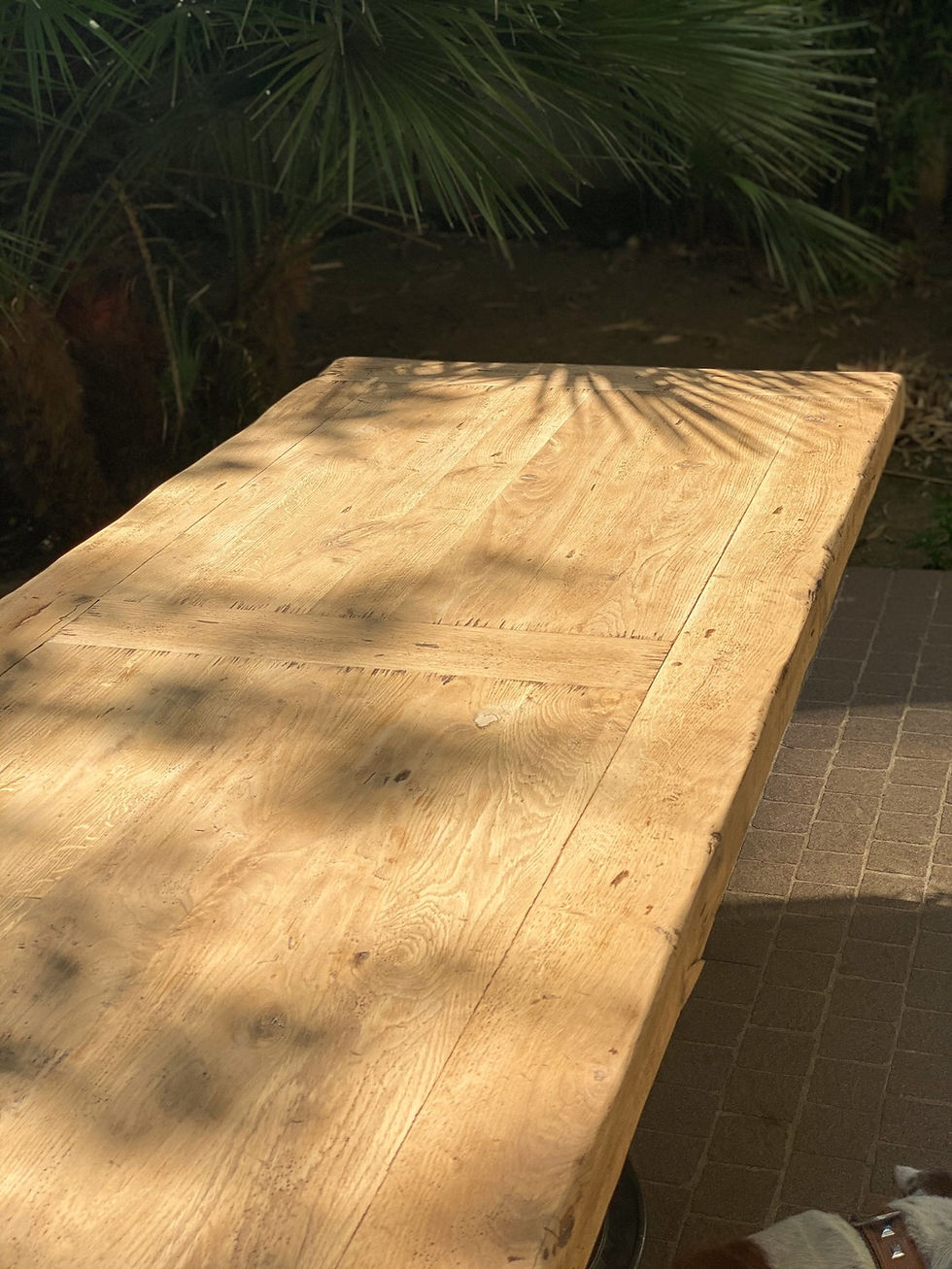 Miniature : Grande table à manger plateau chêne pied en fonte 