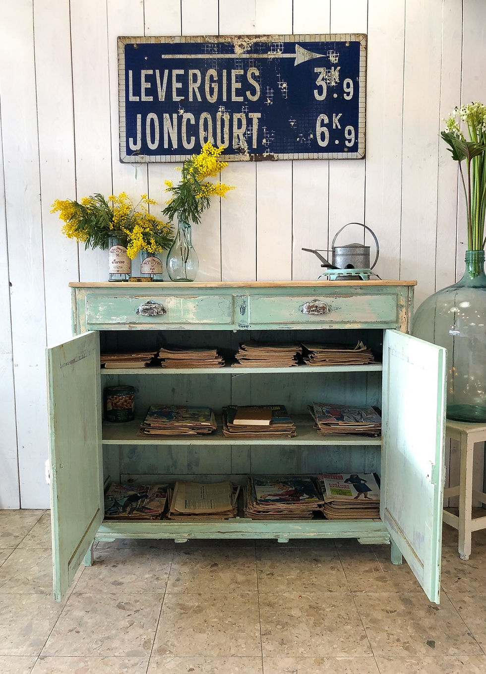 Miniature : Buffet parisien patine bleu 