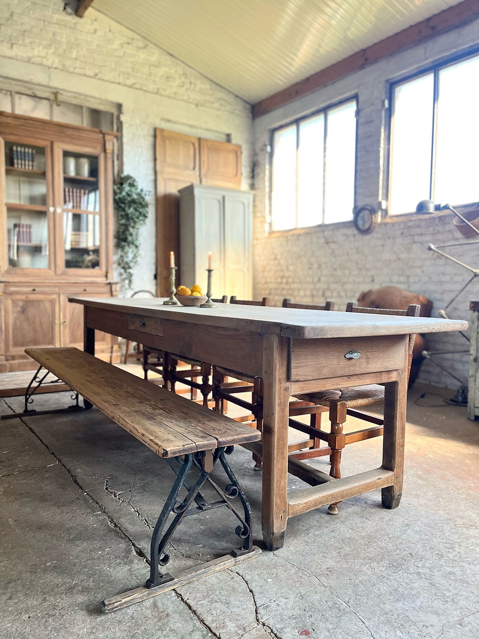 Miniature : Ancienne table de ferme 3 tiroirs 