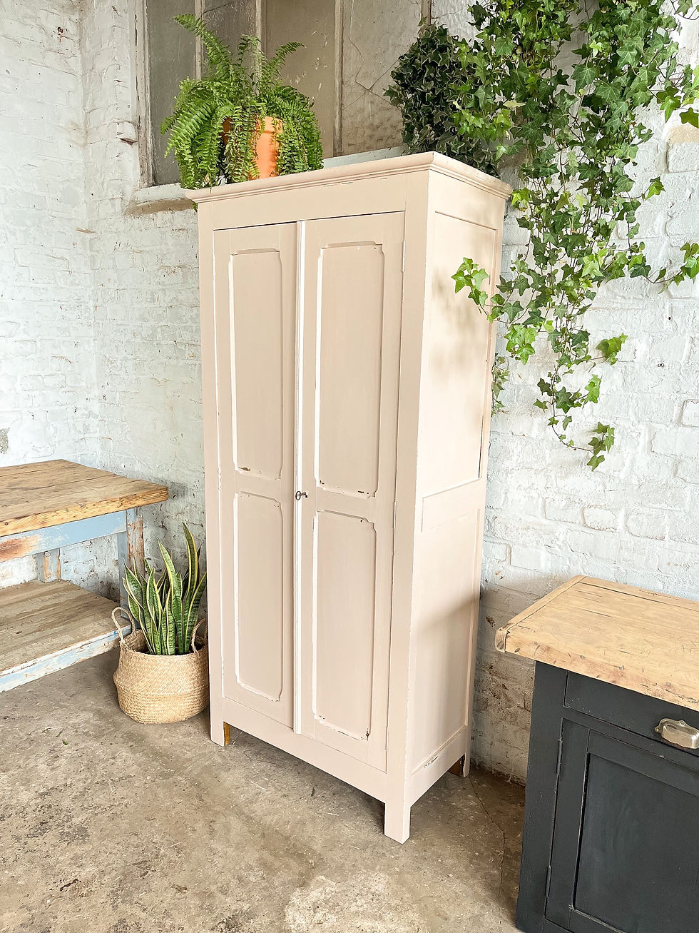 Miniature : Ancienne armoire parisienne patine rose 