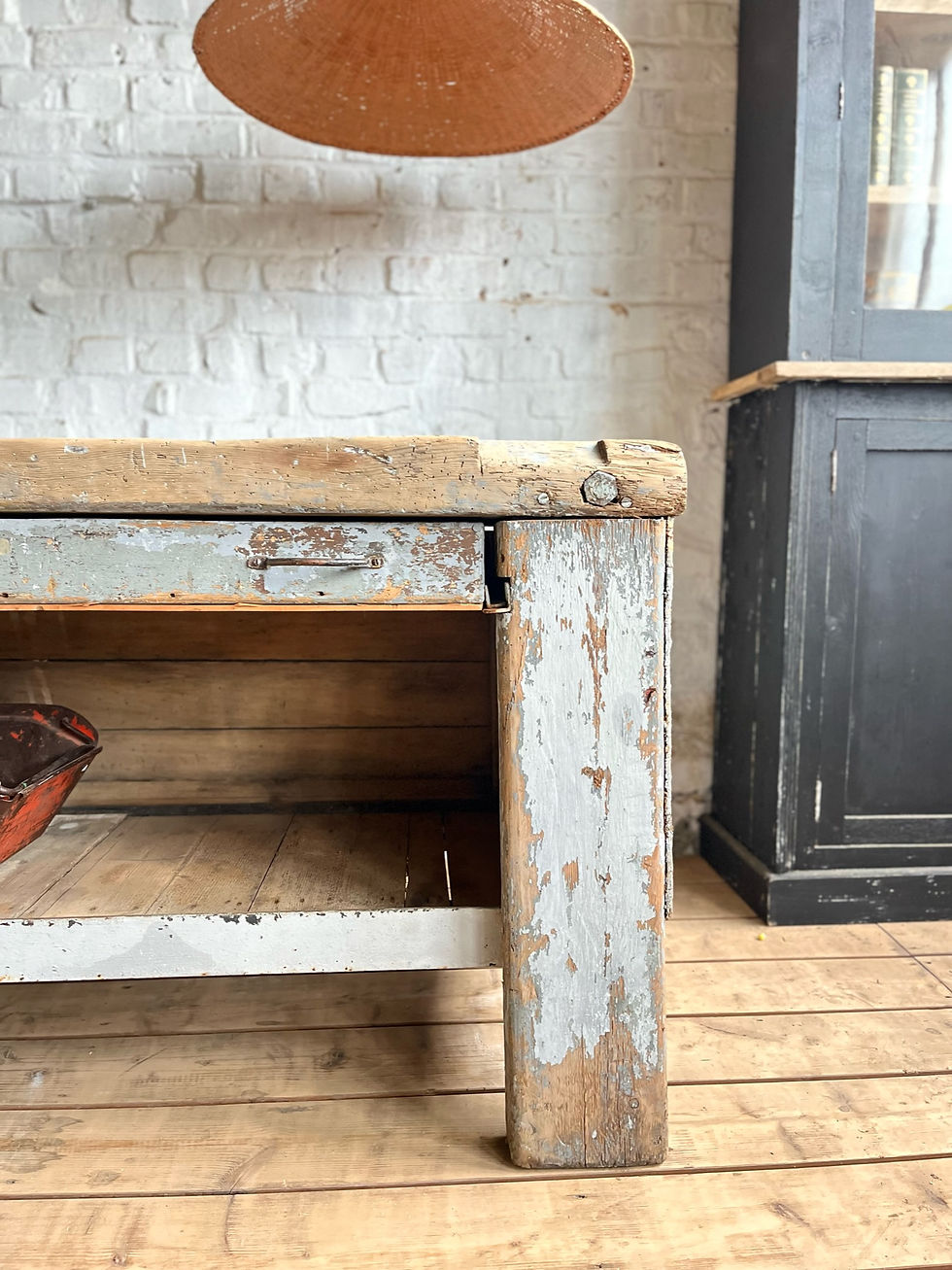 Miniature : Ancien établi d’atelier patine d’origine 