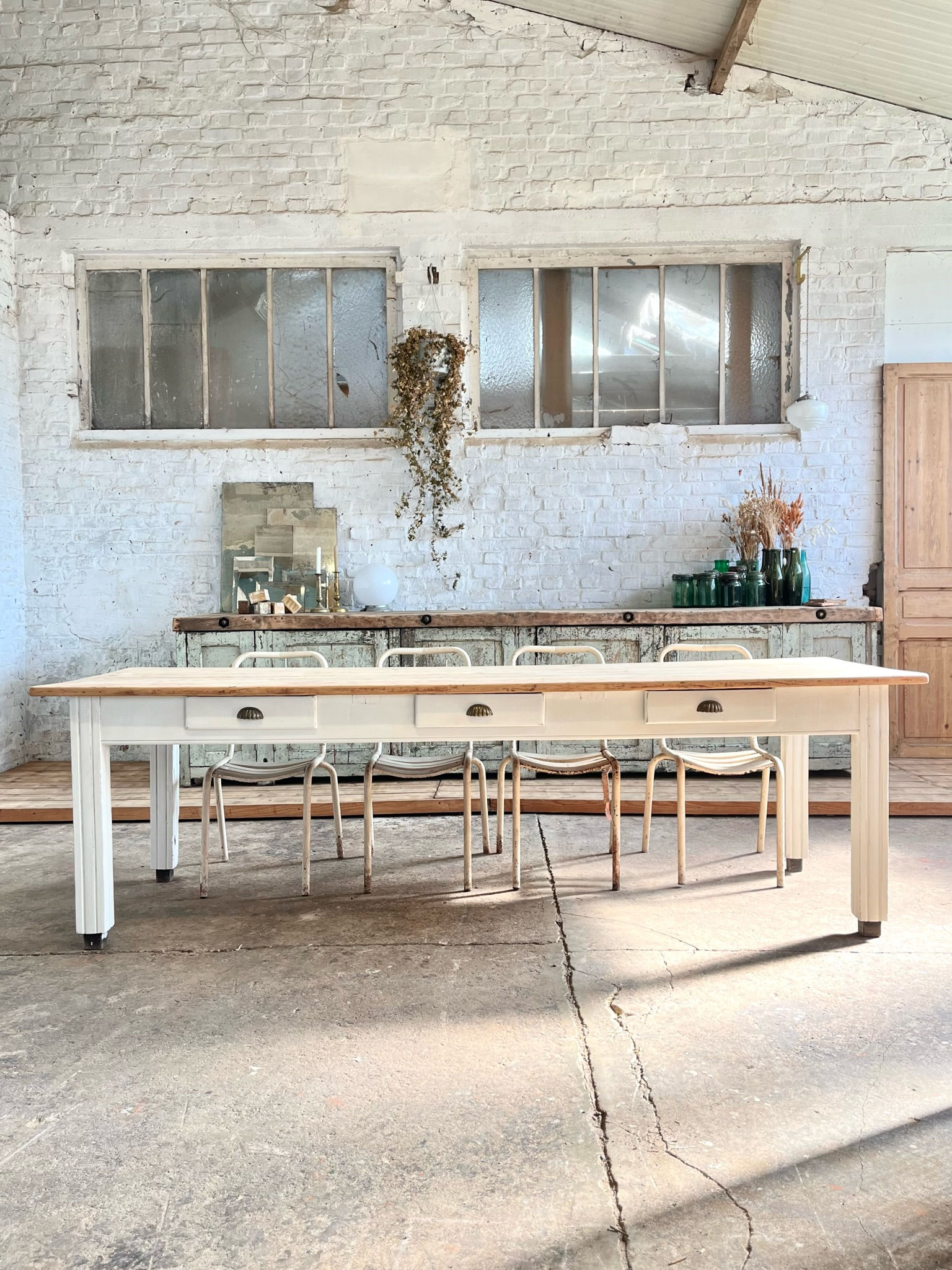 Ancienne table de ferme 6 tiroirs  