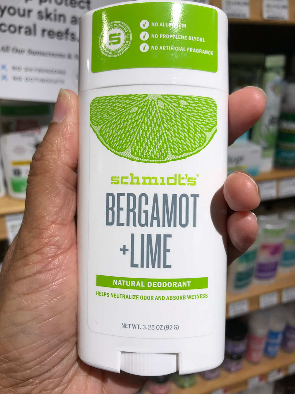 Schmidts bergamot lime deodorant may cause allergic skin reactions in the underarms
