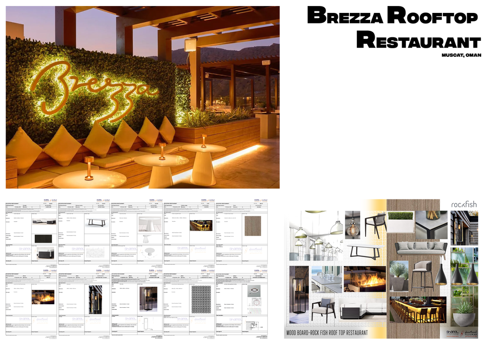 Brezza Rooftop Restaurant FF&E Specifications Developed. 