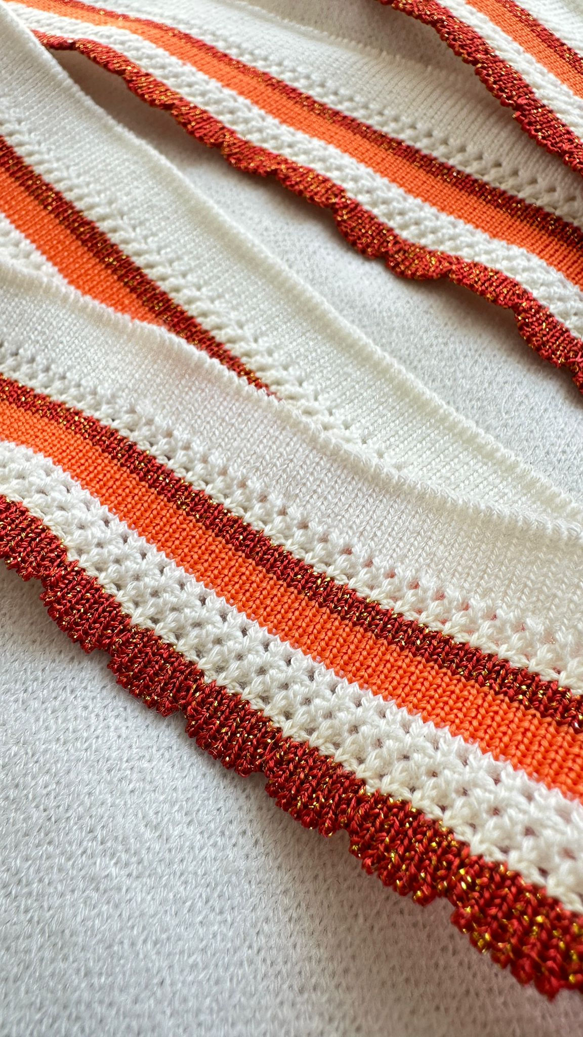 Bord côte jersey orange rouge scintillant 40mm