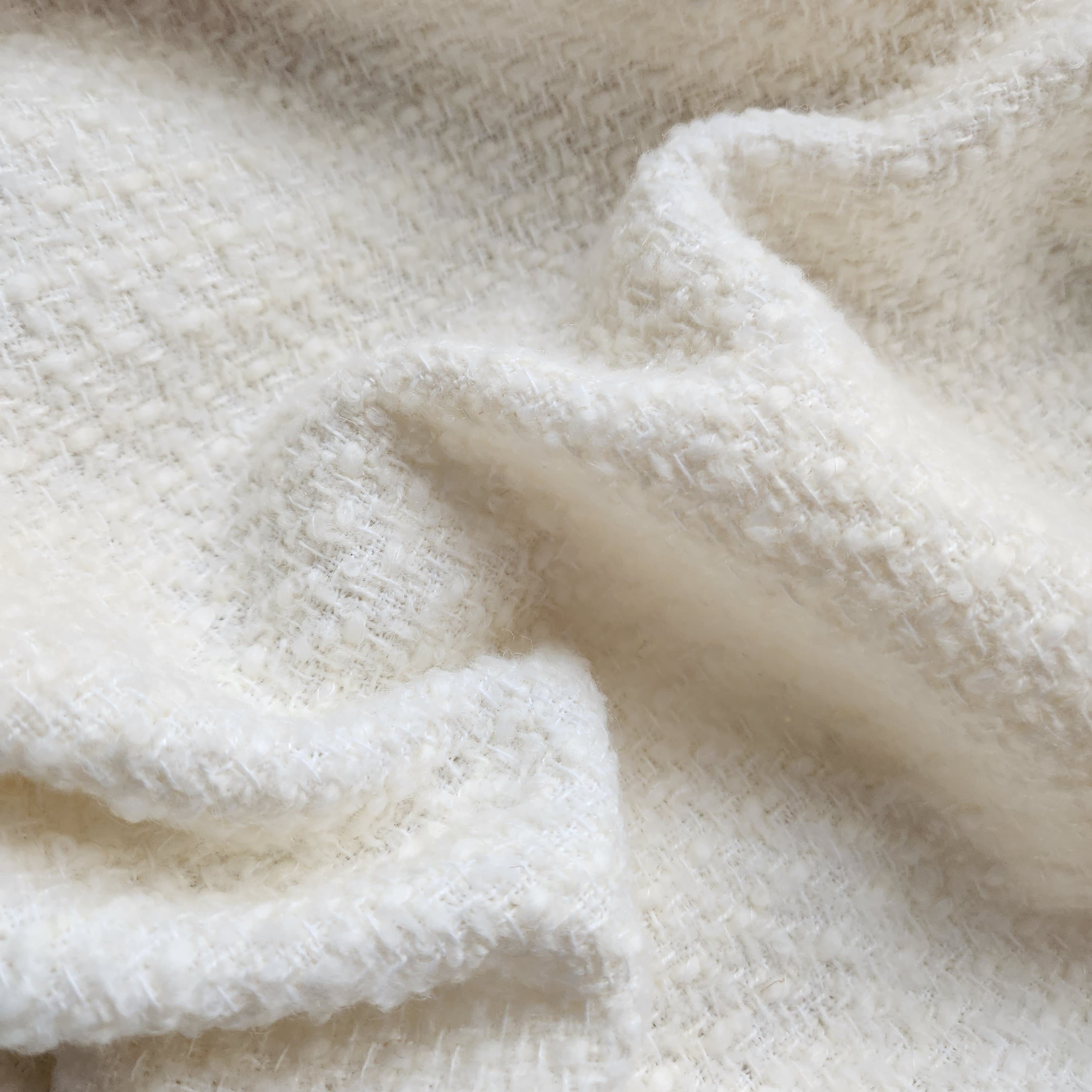 Tweed bouclette écru laine vierge mélangé
