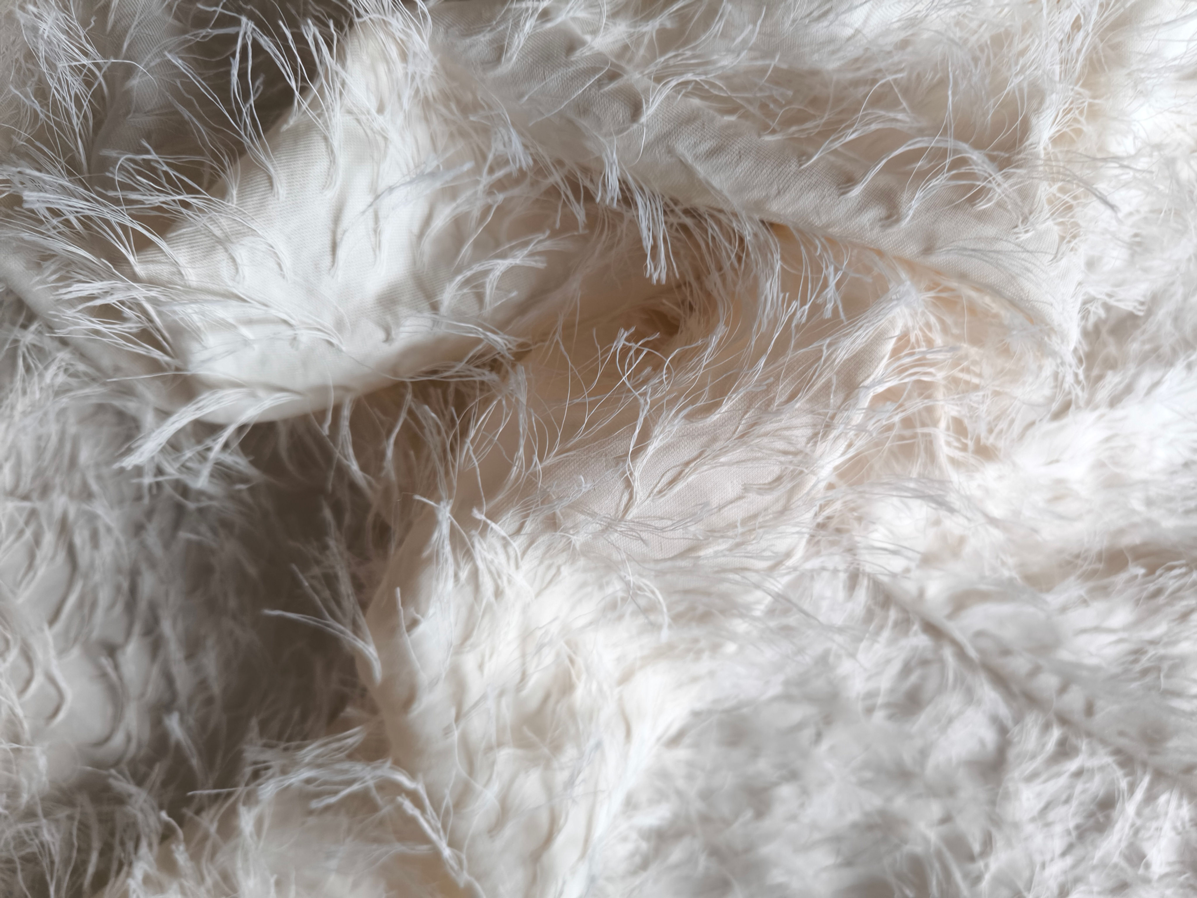 Tissu haute couture écru – Franges effet plumes
