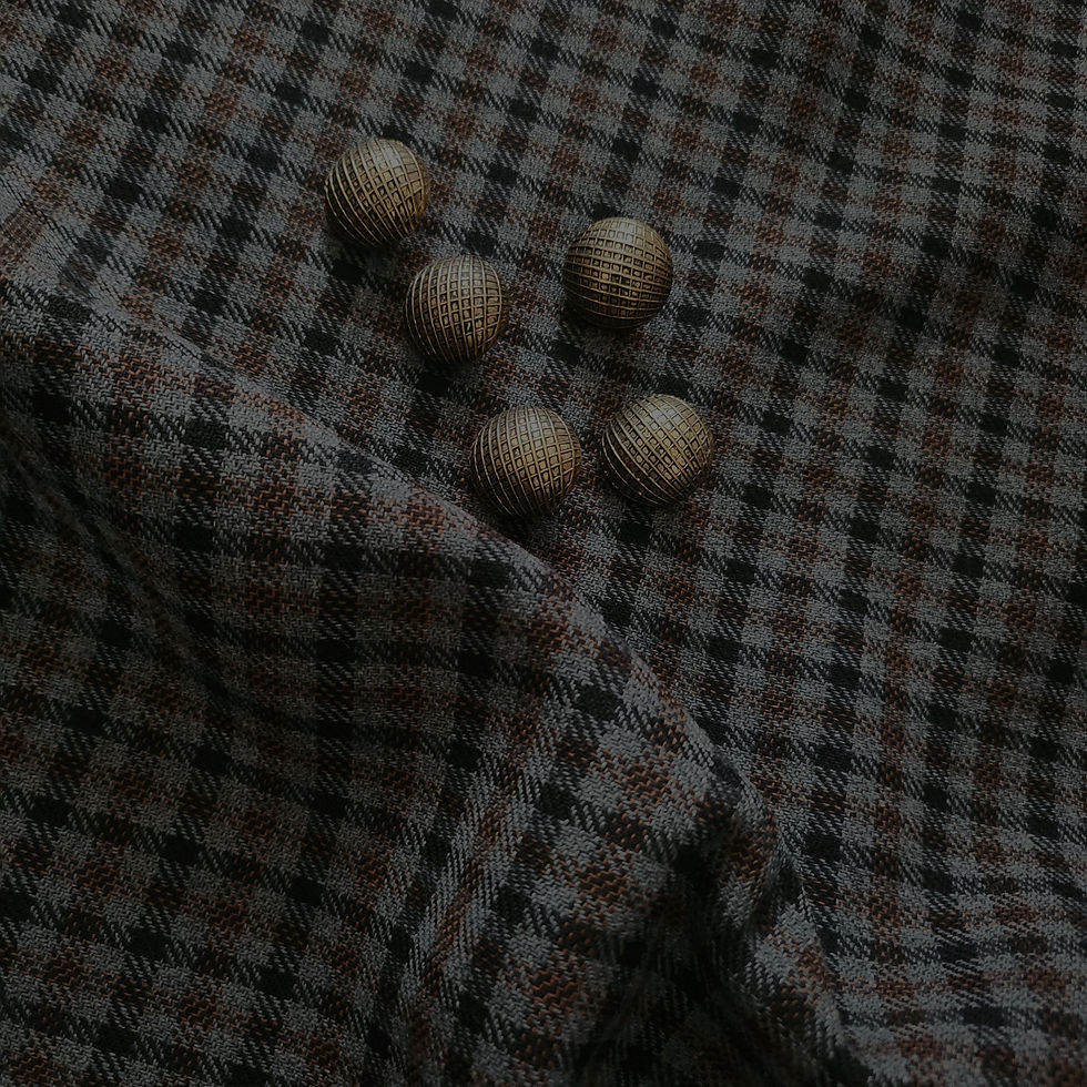 Tissu vichy noir et gris marron doublé