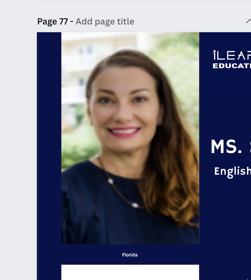 English instructor smiling in an outdoor professional headshot.