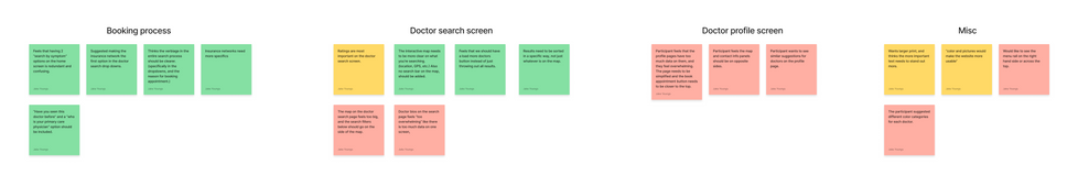MedNow Website LoFi Affinity Diagram