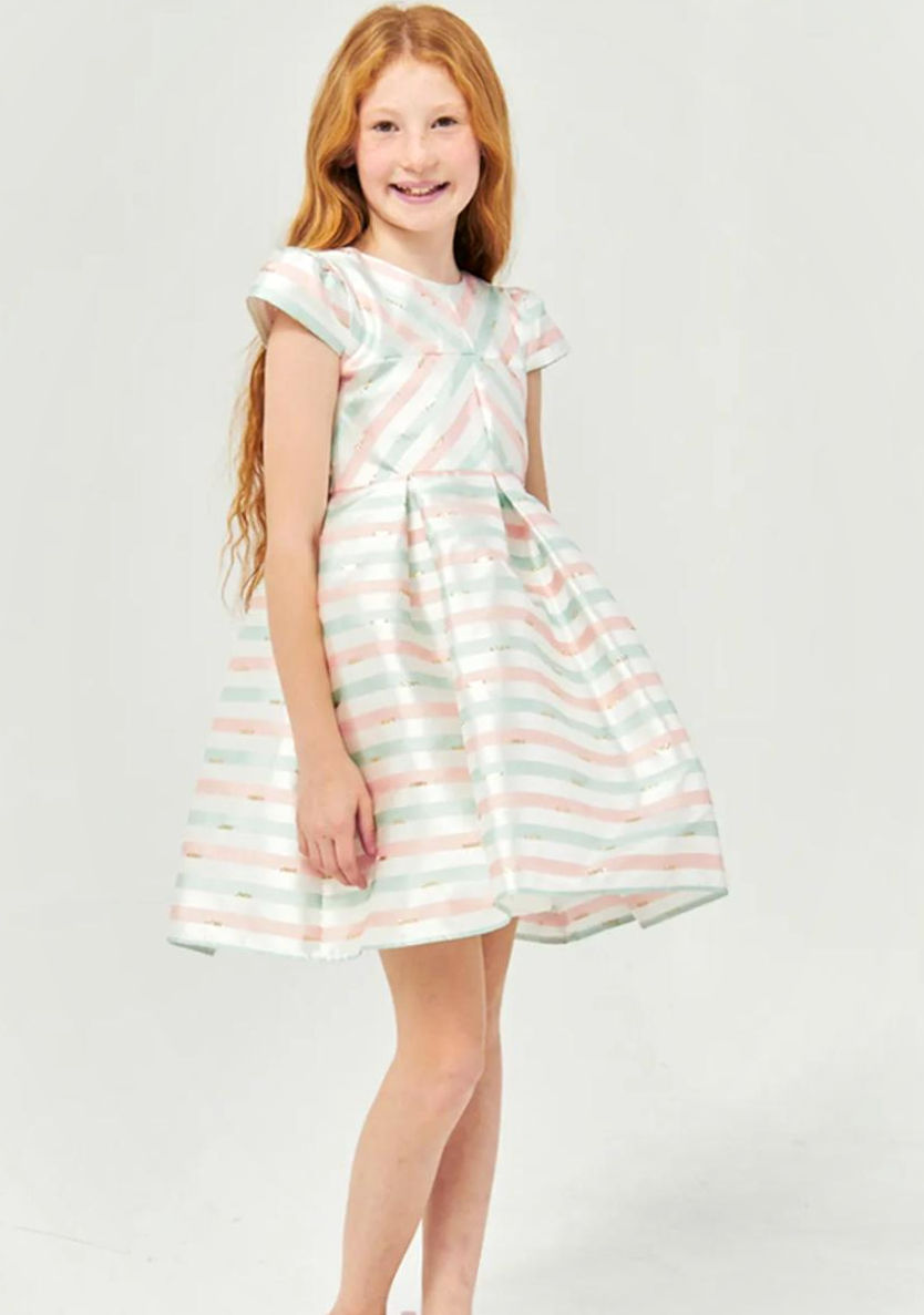 Robe Verte en Satin pour Fille "Cannelle"