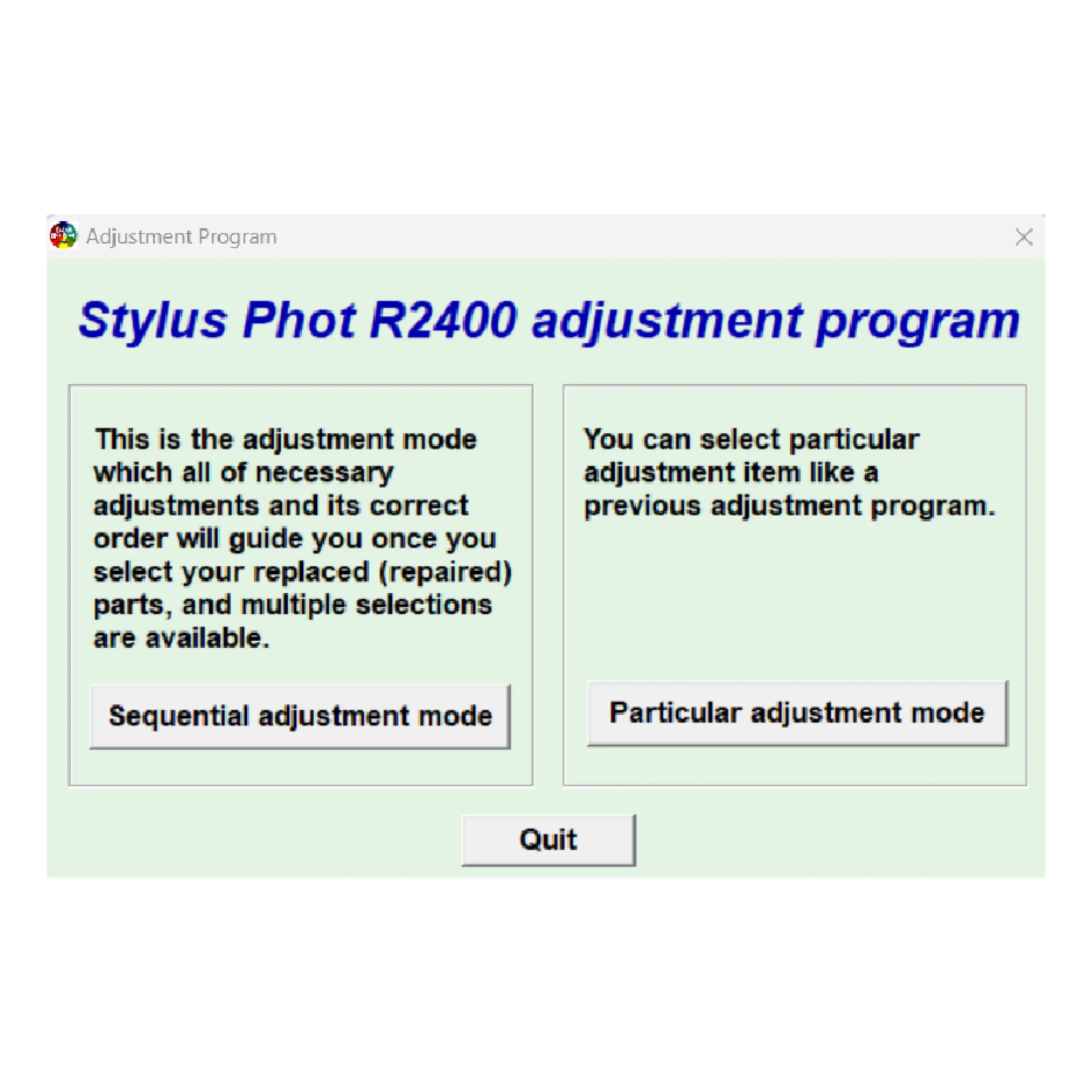 Epson R2400 Waste Ink Reset Program