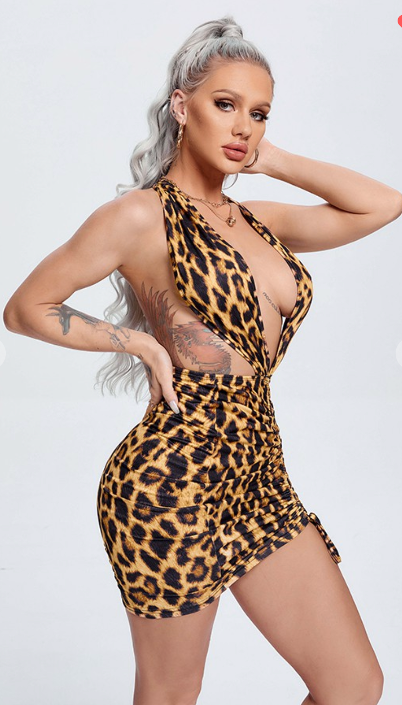 Thumbnail: Sexy Animal Print Mini Dress