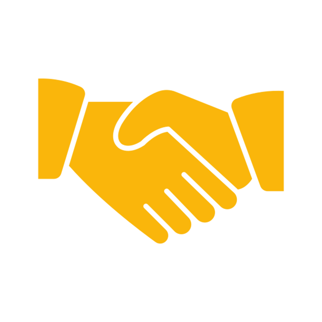 Golden handshake symbolizing partnership
