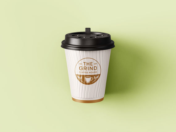 Mockup of To-Go Coffee Cup with The Grind 