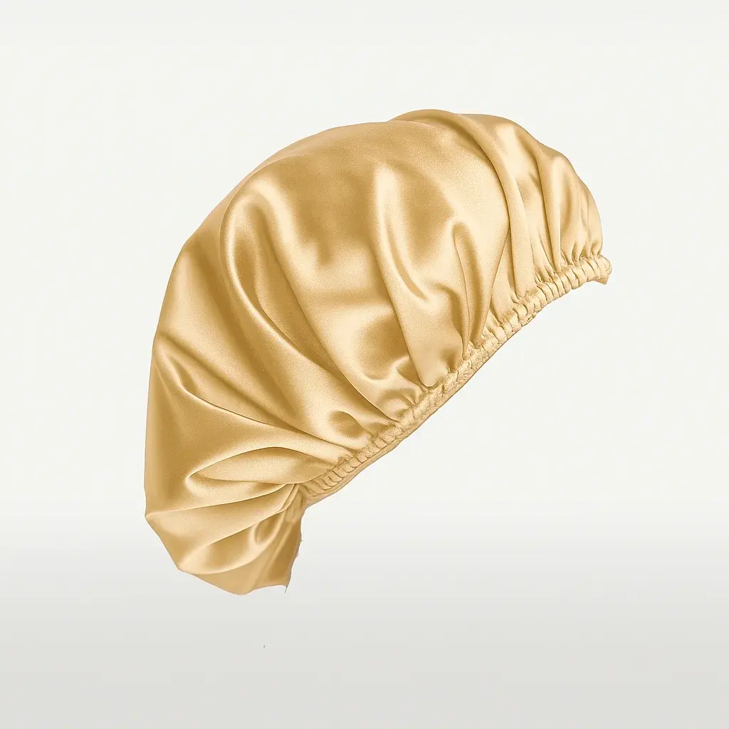 Champagne zijde bonnet klein (Zijden Slaapmuts)