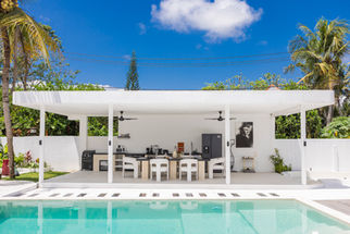 Private swimming pool and outdoor living space at Villa Piano in Ubud Bali