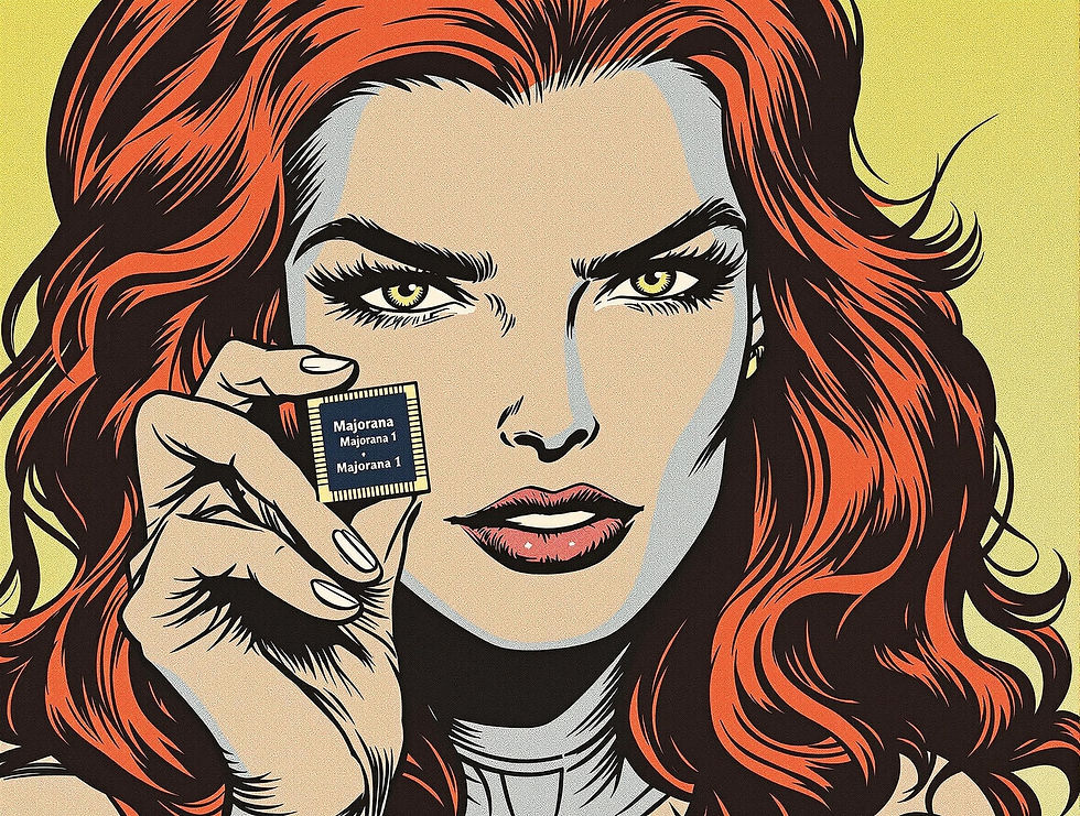 Jean Grey holding the Microsoft Majorana1 chip in a blog on Quantum Computing