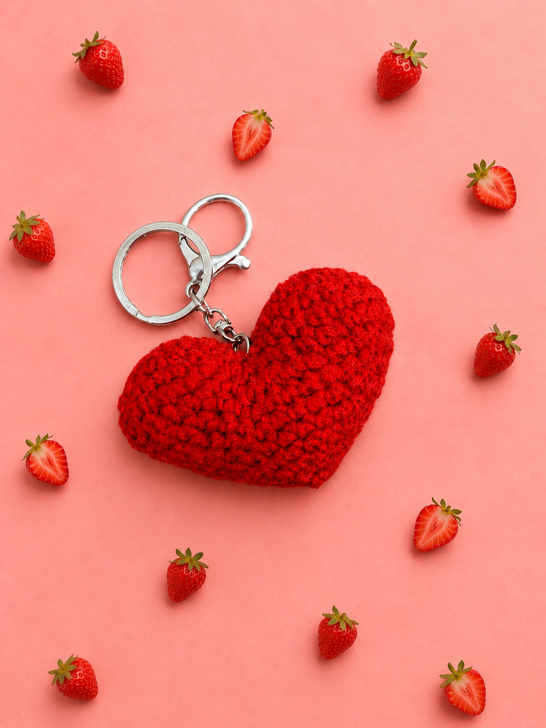 Crochet Heart Keychain