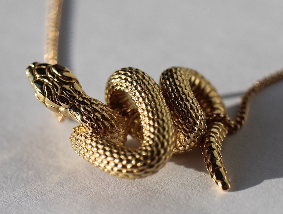 Thumbnail: Custom 18K yellow gold venomous snake pendant. Luxury handmade jewelry with intricate design. Jewelry repair in Toronto