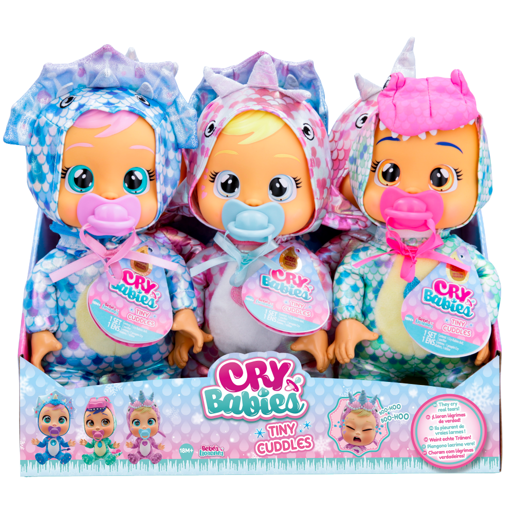 Cry Babies Tiny Cuddles Dinos- Cries Real Tears, Dinosaur Metallic