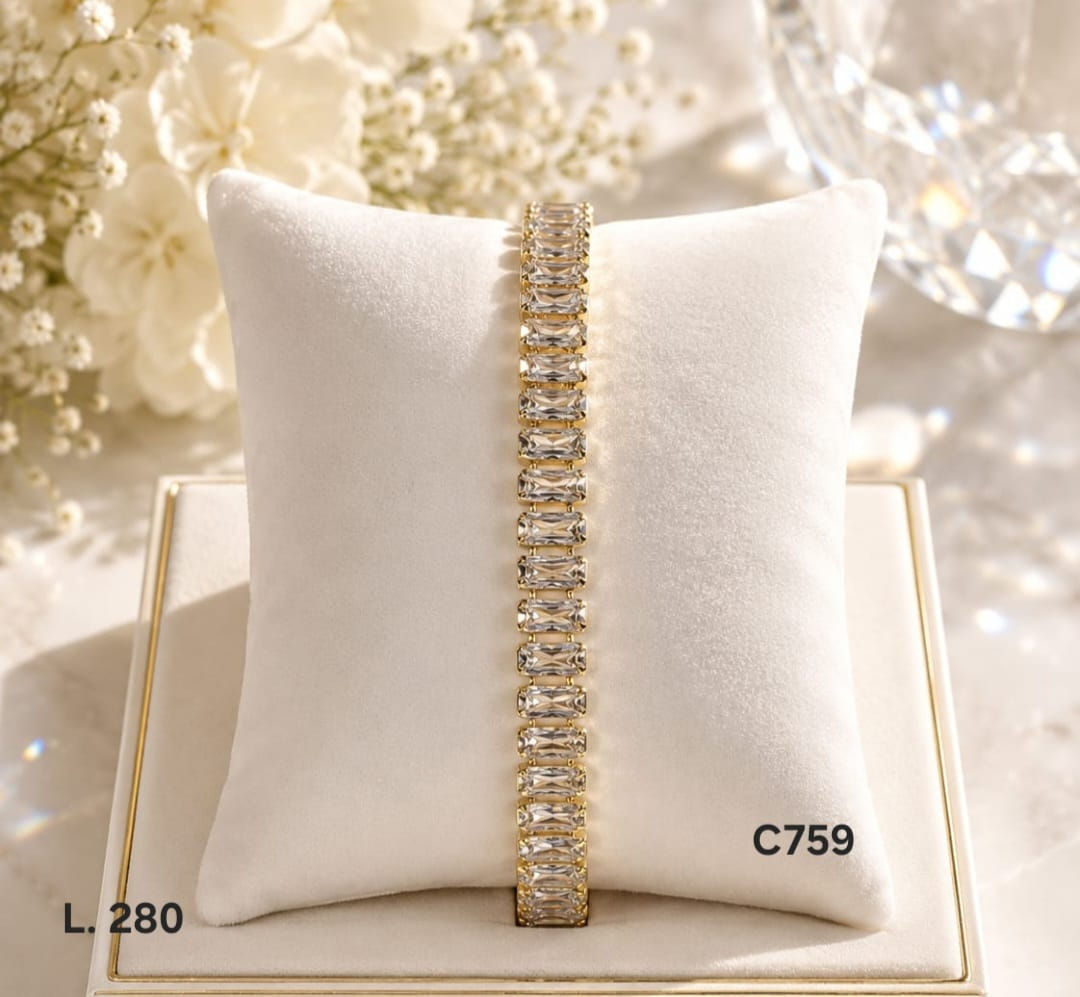 Pulsera Tennis Baguette Gold – Doble Laminado de Oro 18K
