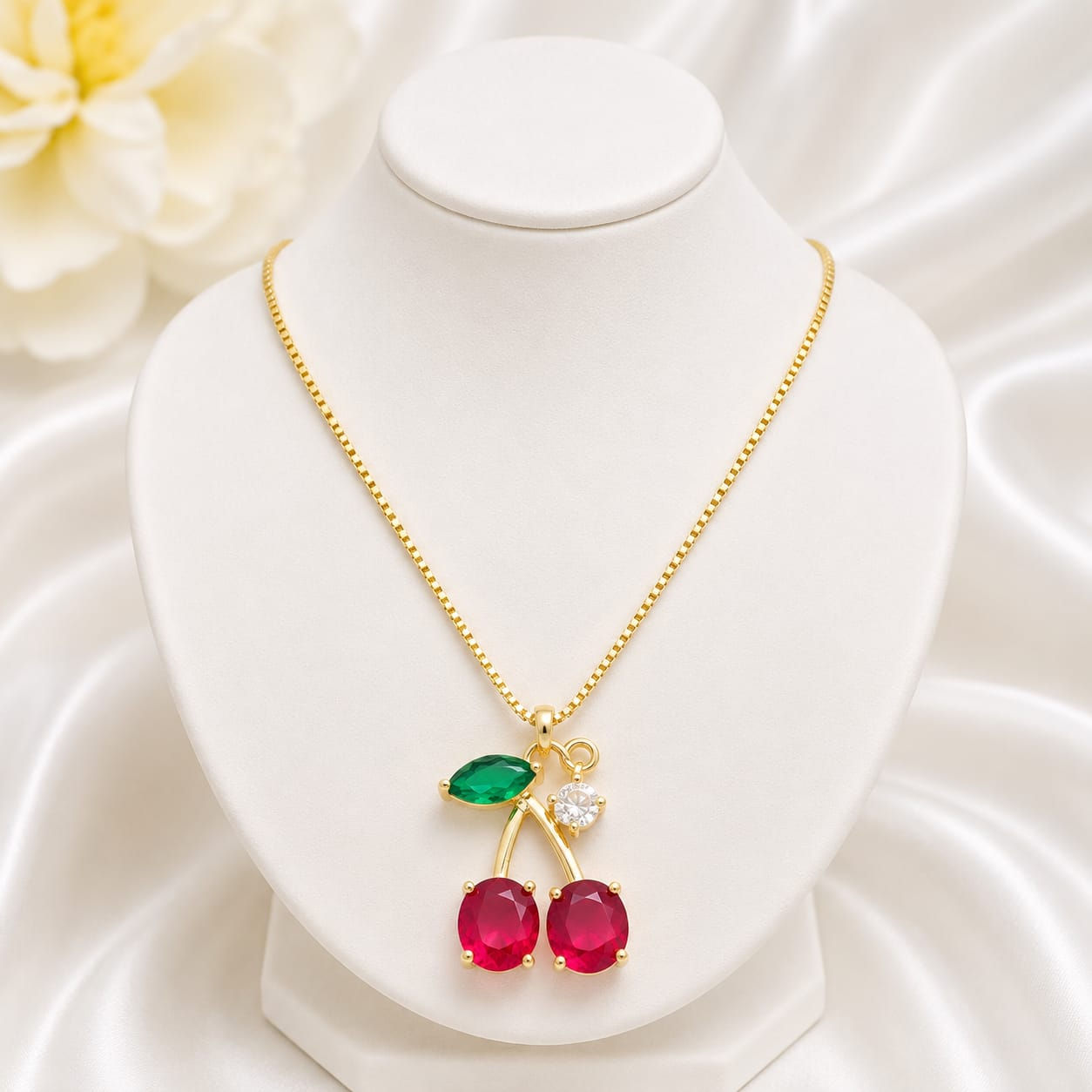 Collar Cerezas Doble Laminado de Oro 18K
