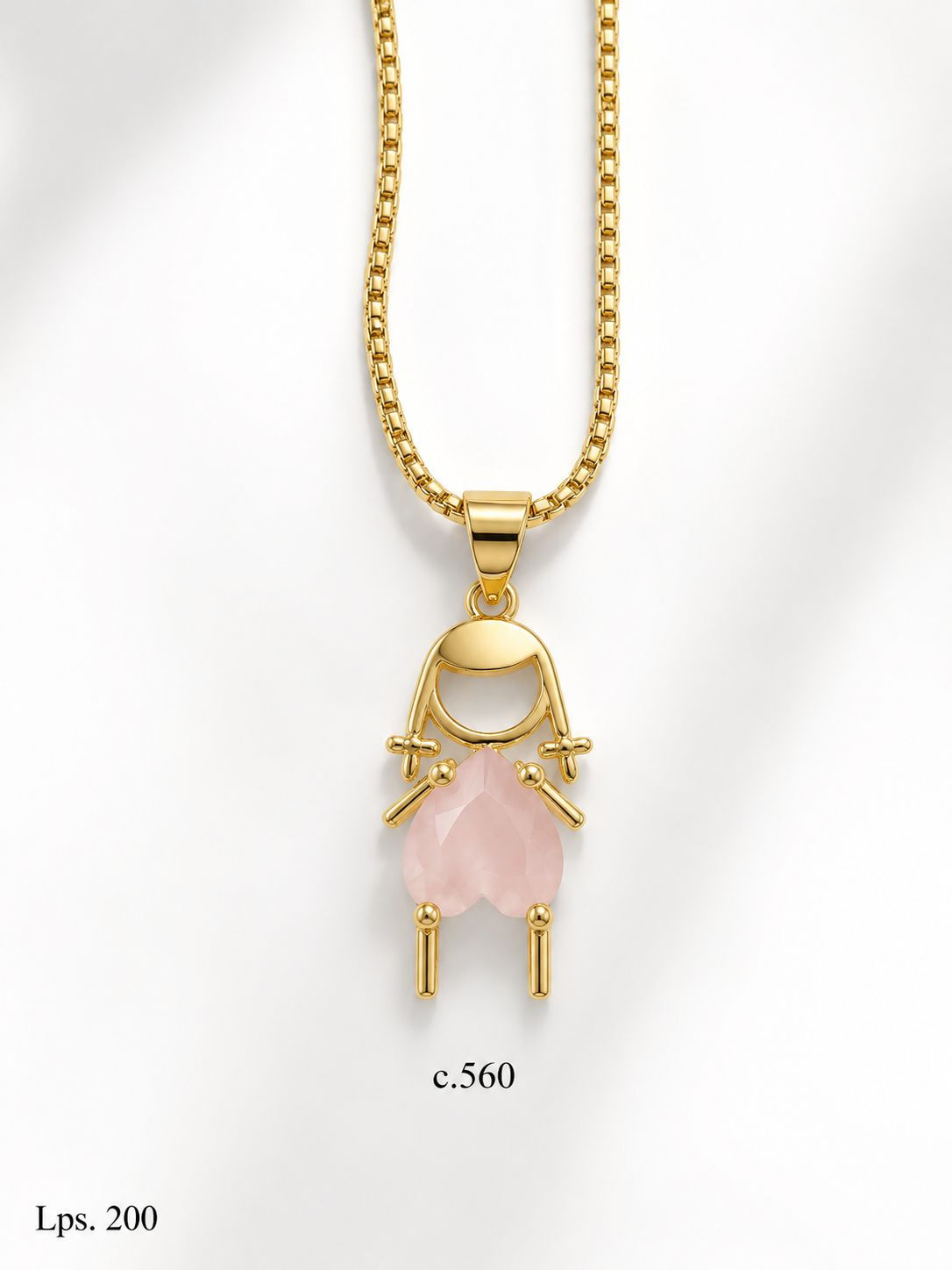 Collar Niña Corazón Rosa – Doble Laminado de Oro 18K