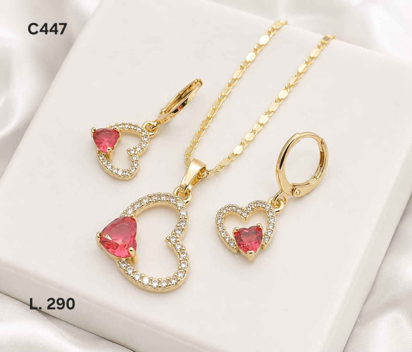Conjunto Corazón Ruby Shine – Doble Laminado de Oro 18K